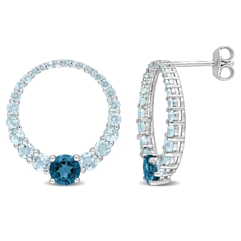 Mimi & Max 2 3/5ct TGW Sky Blue Topaz and London Blue Topaz Circle Earrings in Sterling Silver