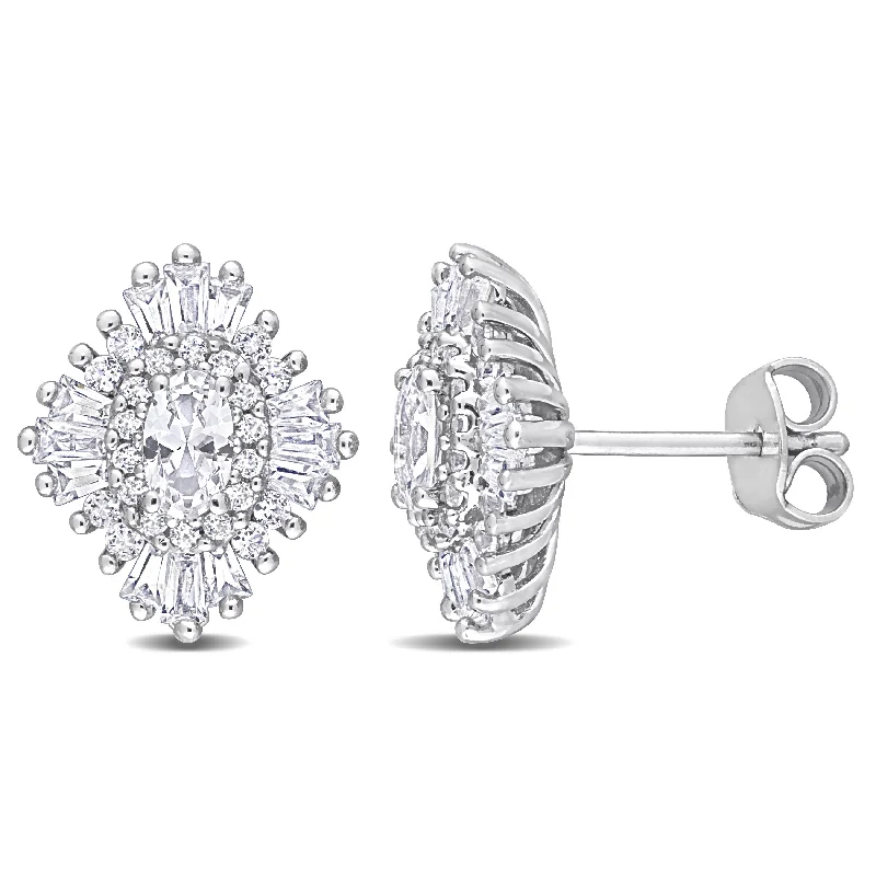 Mimi & Max 2 7/8 CT TGW Created White Sapphire Starburst Earrings in Sterling Silver