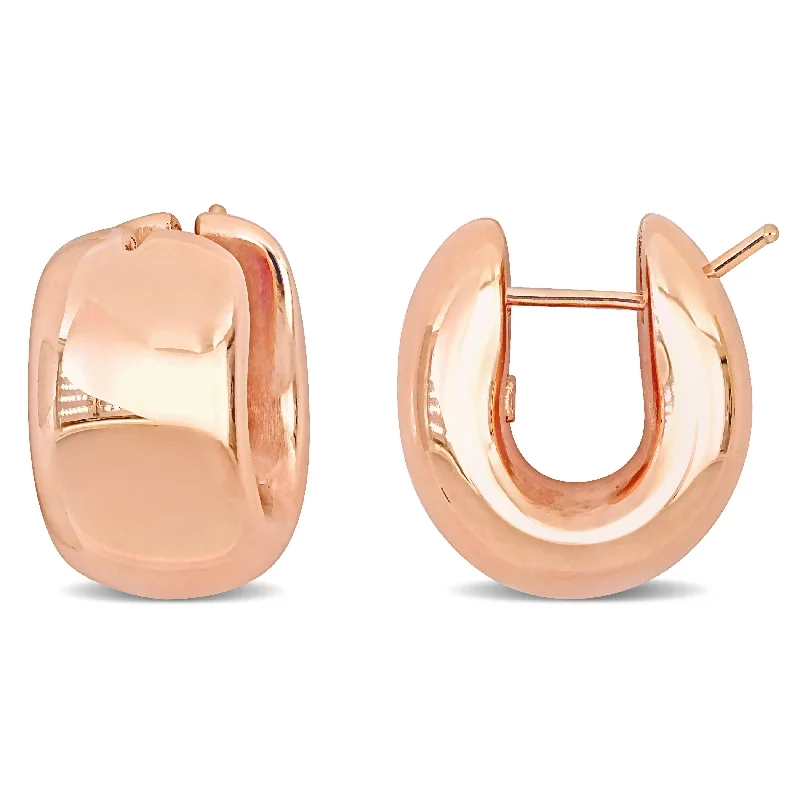 Mimi & Max 20.5mm Wide Polished Huggie Earrings in 14k Rose Gold