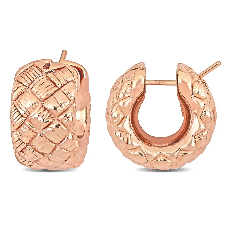 Mimi & Max 21mm Lattice-Style Hoop Earrings in 14k Rose Gold