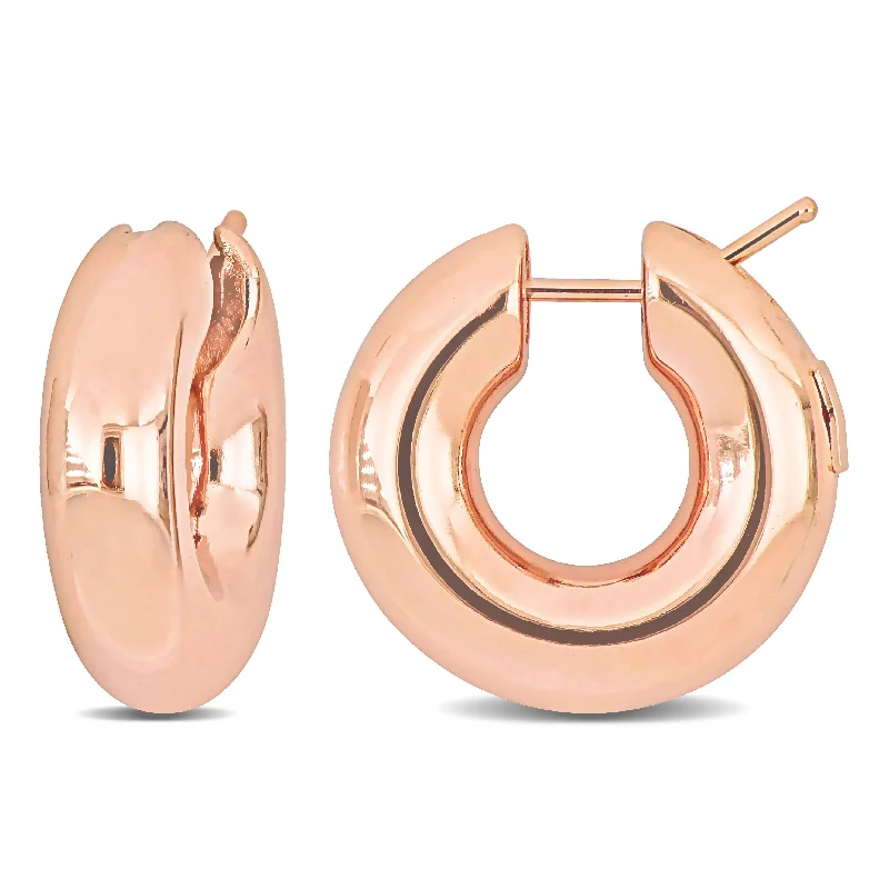 Mimi & Max 21mm Polished Hollow Hoop Earrings in 14k Rose Gold