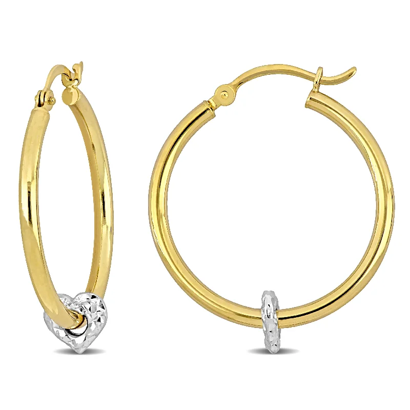 Mimi & Max 25mm Heart Hoop Earrings in 14k Yellow Gold