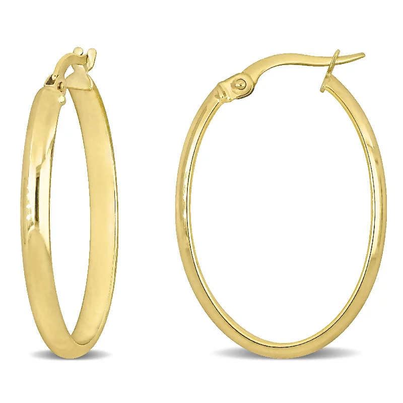 Mimi & Max 29mm Oval Hoop Earrings in 10k Yellow Gold