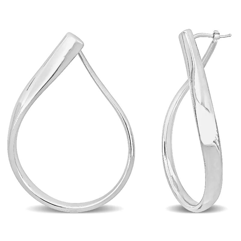 Mimi & Max 30mm Twisted Hoop Earrings in 14k White Gold