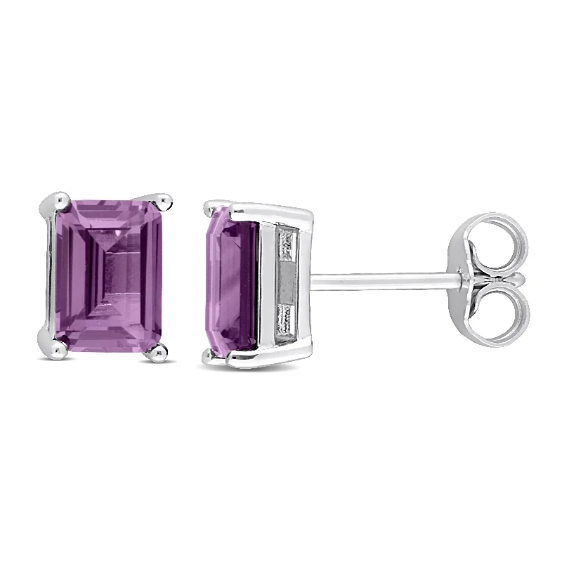 Mimi & Max 3ct TGW Octagon Simulated Alexandrite Earrings in Sterling Silver