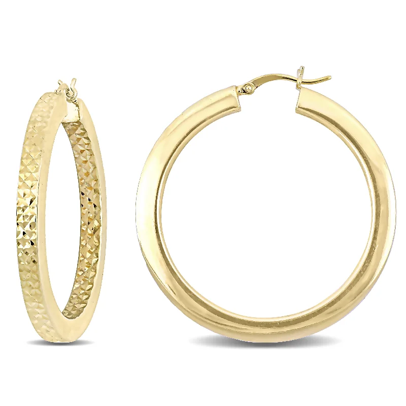 Mimi & Max 40mm Hoop Earrrings in Yellow Plated Sterling Silver