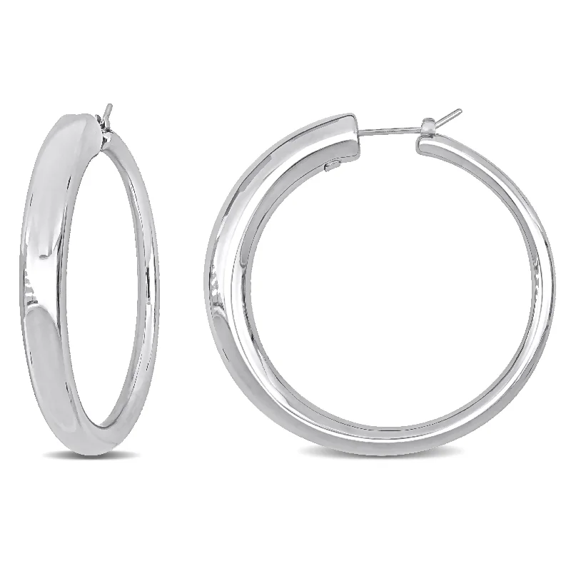 Mimi & Max 48mm Polished Hoop Earrings in 14k White Gold