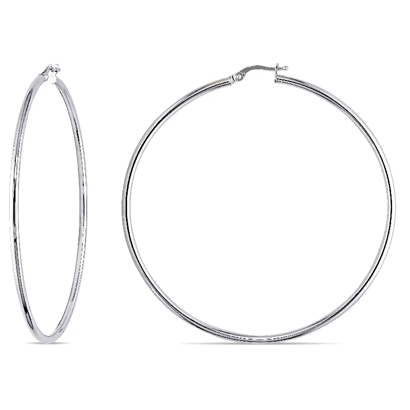 Mimi & Max 65mmHoop Earrings in 10k Polished White Gold