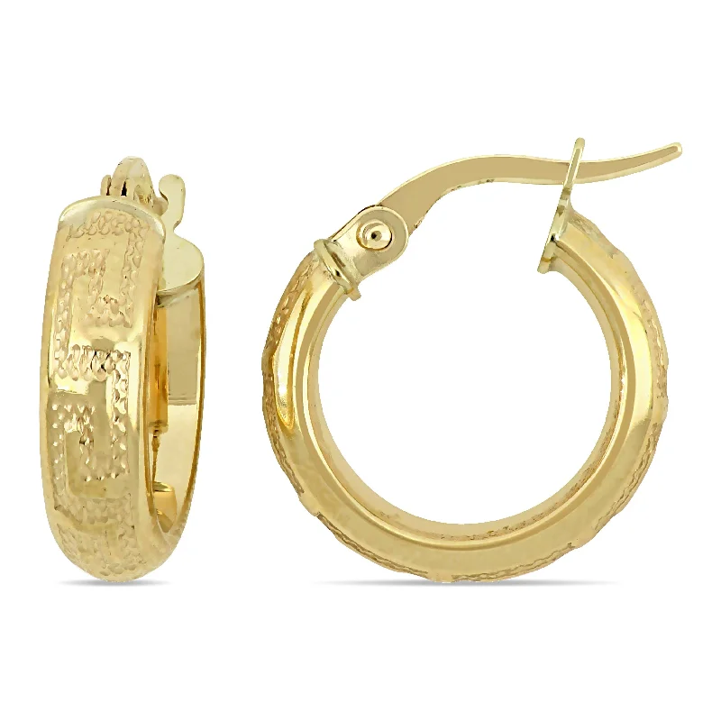 Mimi & Max Textured Hoop Earrings in 10k Yellow Gold