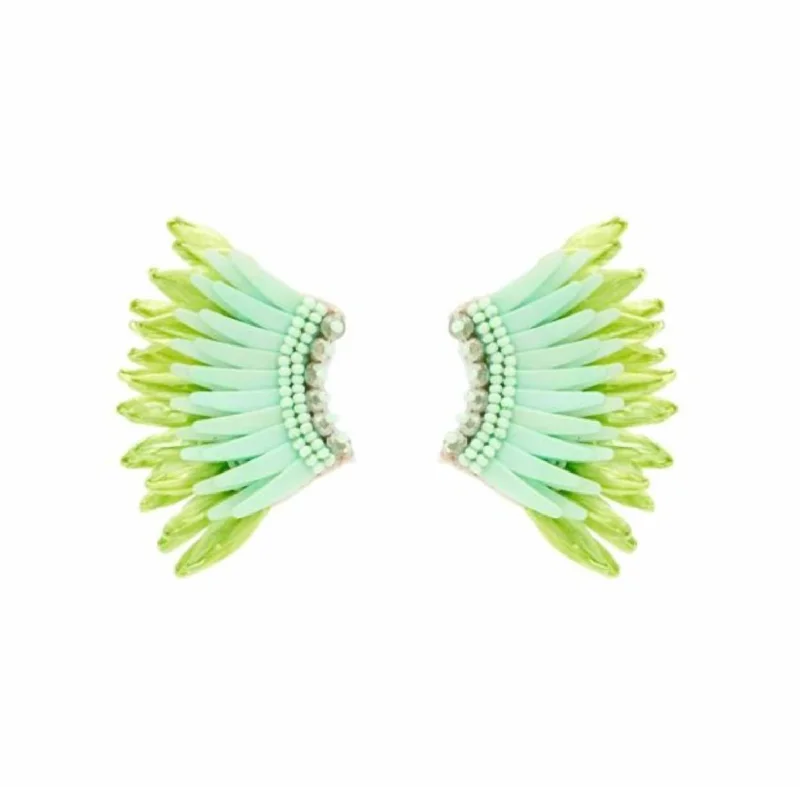 Mini Madeline Raffia Earrings In Green/blue