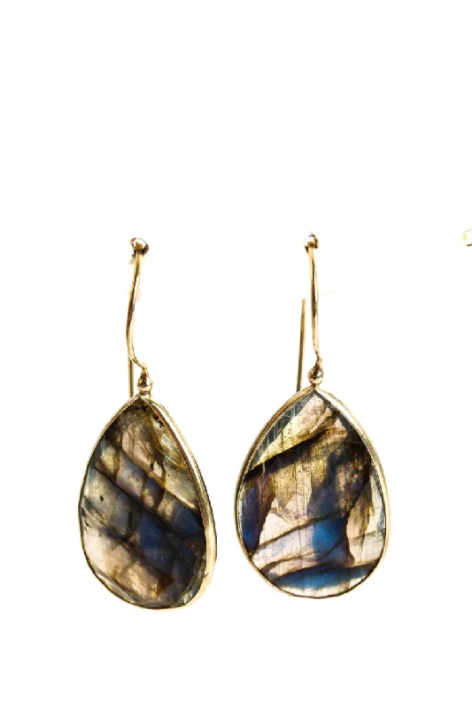 Rarities Womens Sterling Silver Gold Plated Labradorite Drop Dangle Earrings