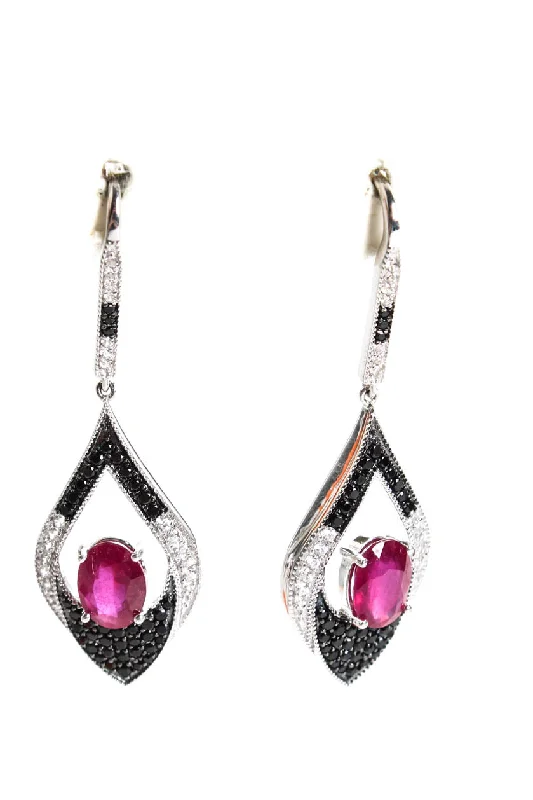 Rarities Womens Sterling Silver Red Ruby Spinel Zircon Drop Earrings