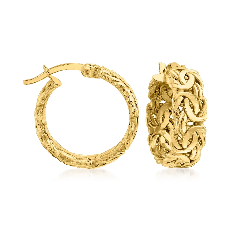 Ross-Simons 18kt Yellow Gold Byzantine-Link Hoop Earrings