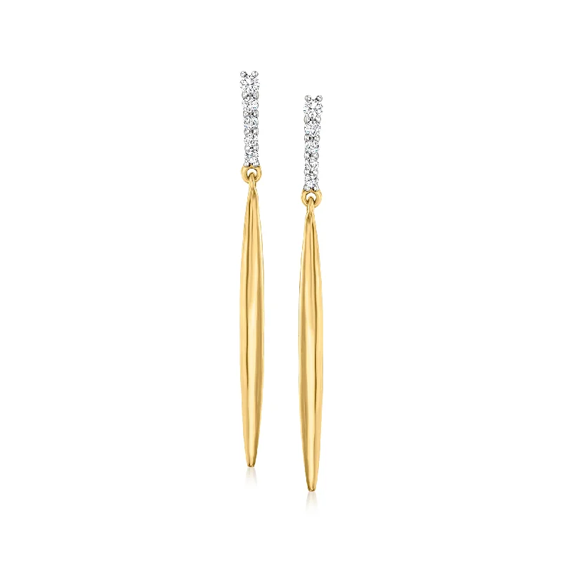 Ross-Simons Diamond and 18kt Yellow Gold Linear Drop Earrings