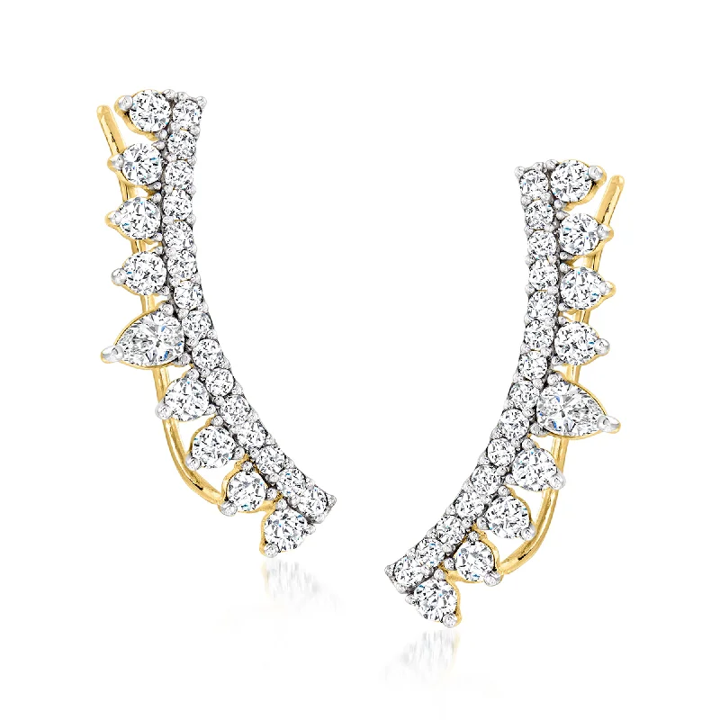 Ross-Simons Diamond Ear Climbers in 14kt Yellow Gold