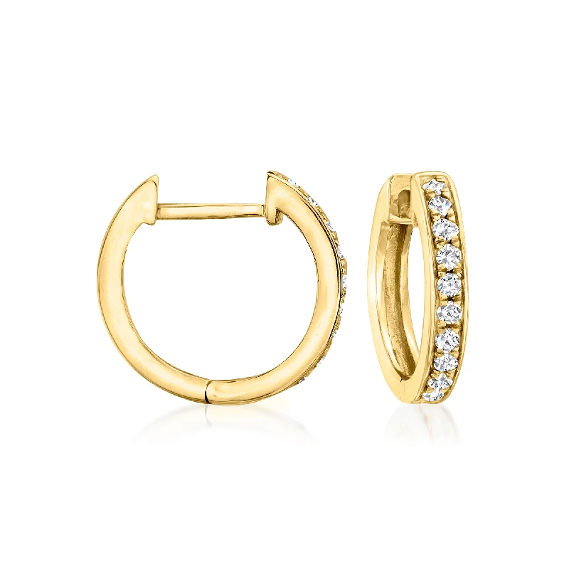 Ross-Simons Diamond Huggie Hoop Earrings in 14kt Yellow Gold