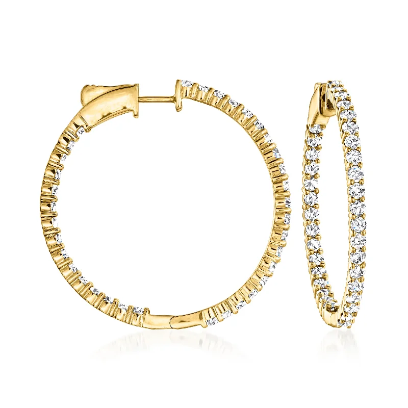 Ross-Simons Diamond Inside-Outside Hoop Earrings in 14kt Yellow Gold