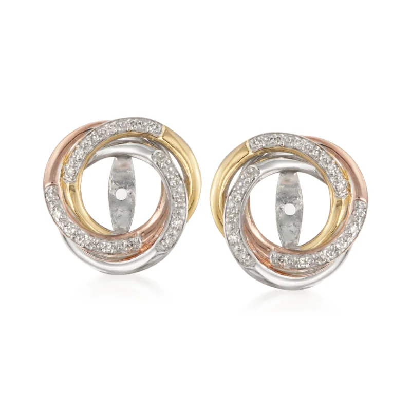 Ross-Simons Diamond Swirl Earring Jackets in Tri-Colored Sterling Silver