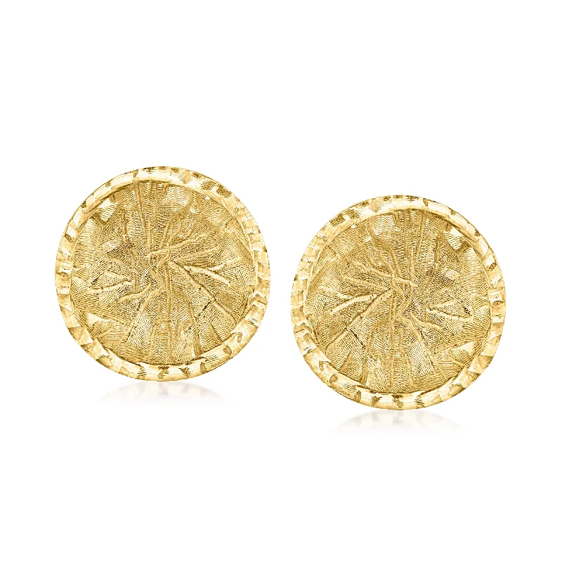 Ross-Simons Italian 14kt Yellow Gold Textured and Polished Concave Circle Earrings