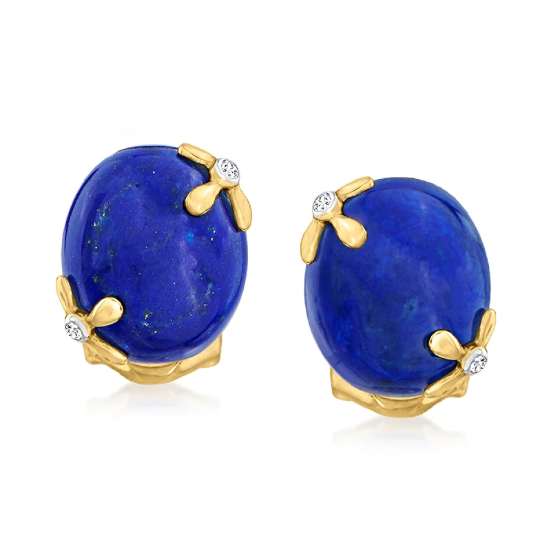 Ross-Simons Lapis Earrings With White Topaz Accents in 18kt Gold Over Sterling