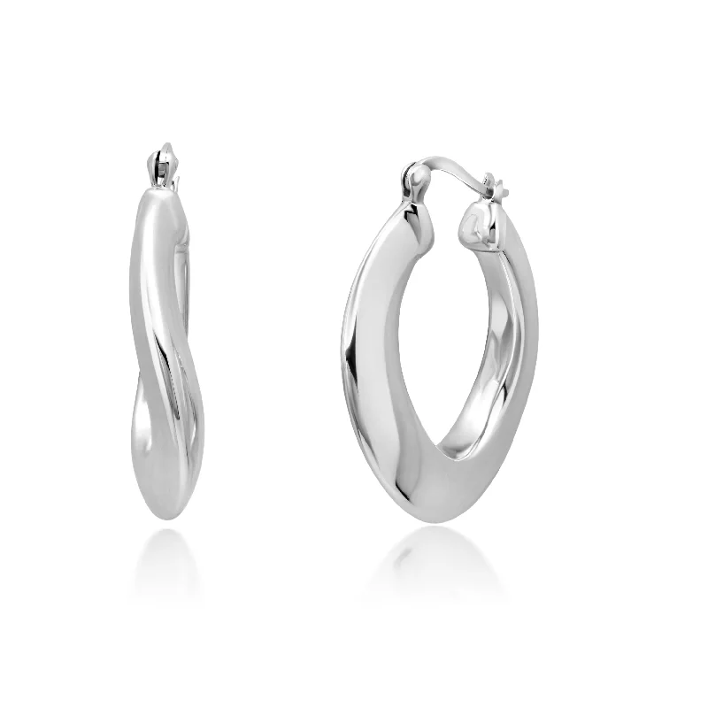 Sterling Silver 24X24X5 MM Hoop Earrings