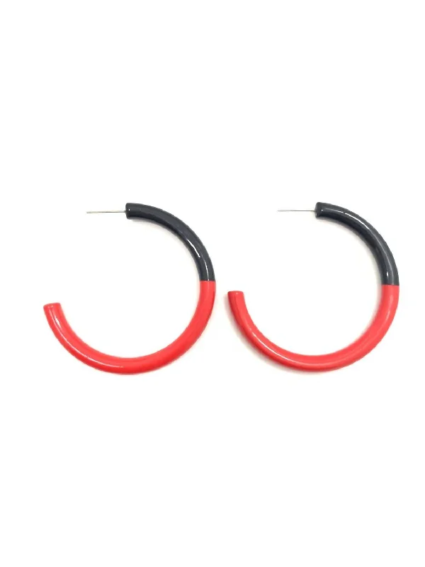 Women's Game Day Hoops Earrings In Black And Red