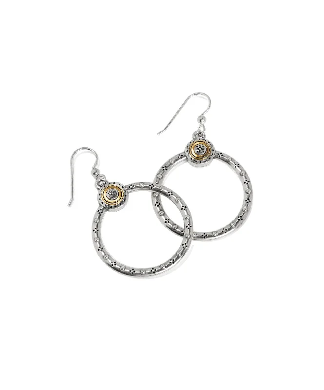 Women's Two Tone French Wire Hoop Earrings In Silver-Gold