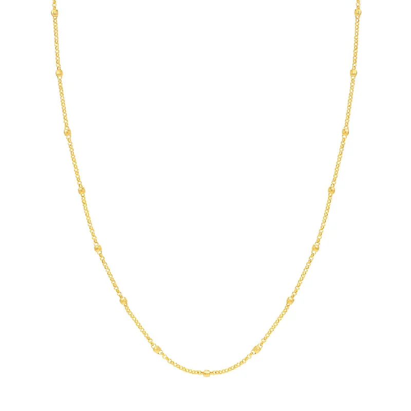 14K Yellow Gold 3mm Disco Bead Rolo Chain Necklace