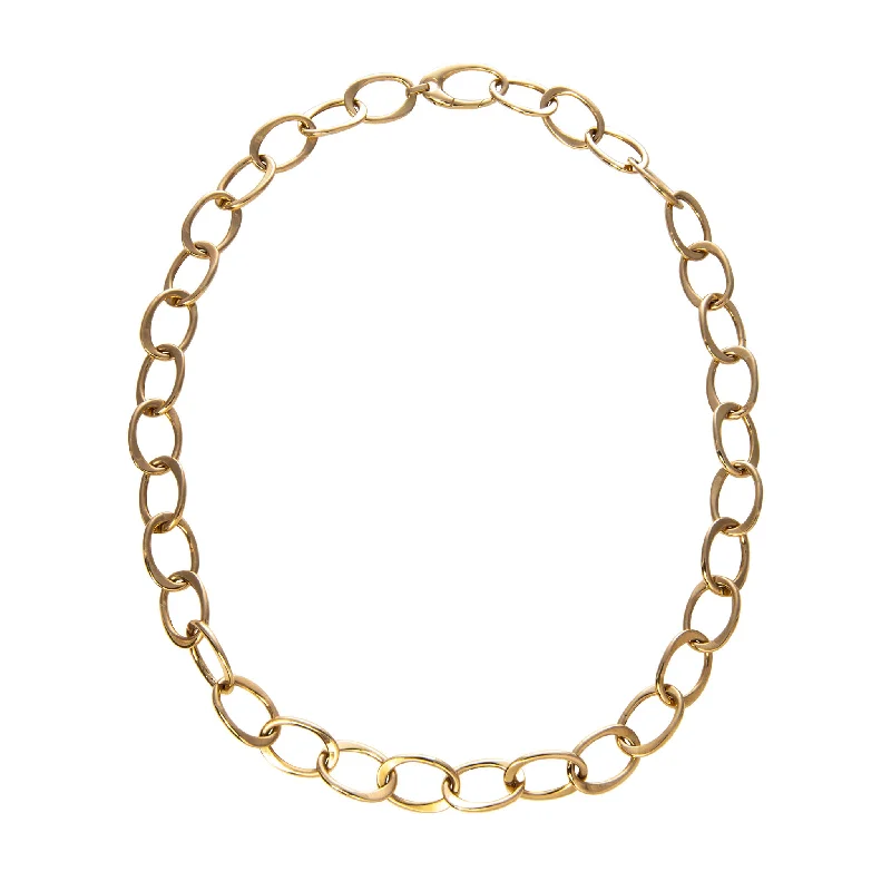 18K Yellow Gold Italian Large Oval Link Necklace