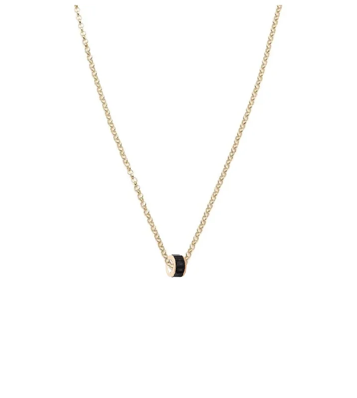 Baguette Black Diamond - Love : Heart Beat Fine Belcher Chain Necklace