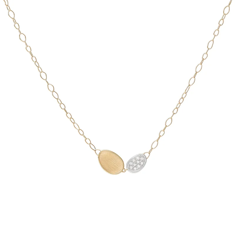 Lunaria Mini-Petal & Diamond Pendant Necklace