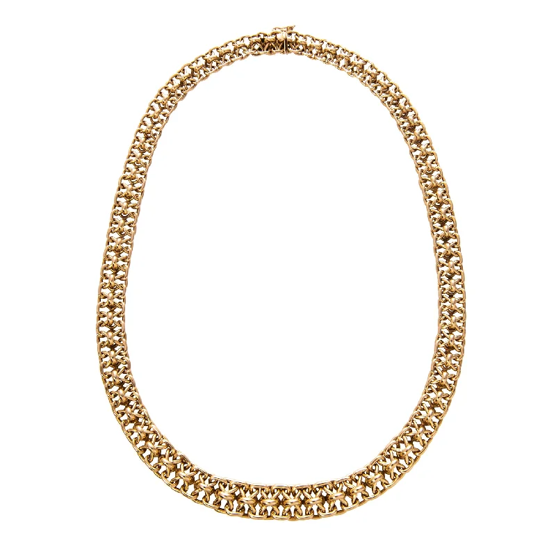 Estate French 18K Gold Interlocking Fancy Link Necklace