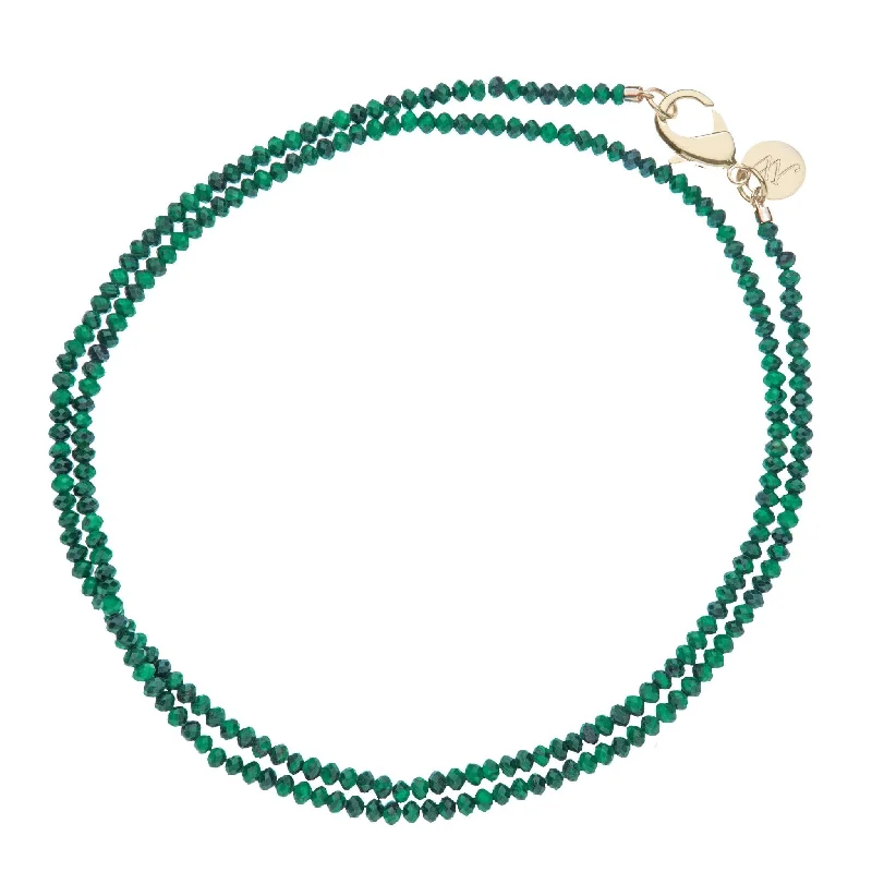 Jane Win Double Wrap Diamond-Cut Malachite Beaded Necklace