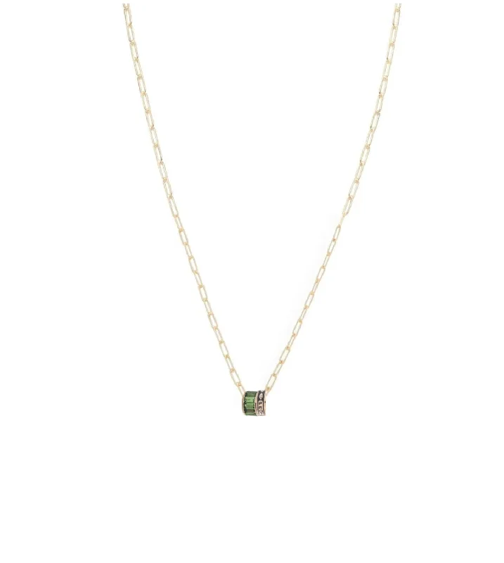 Protection & Baguette Tsavorite : Heart Beat Super Fine Clip Chain Necklace