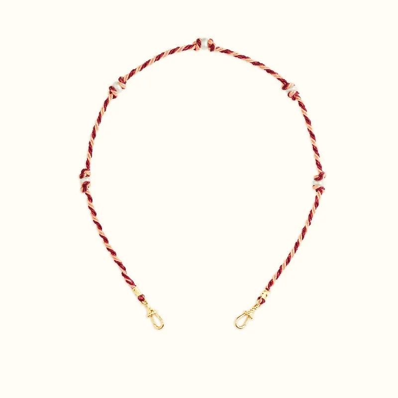 Mauli Silky Cord in Burgundy and Beige with Freshwater Cultured Pearl Beads