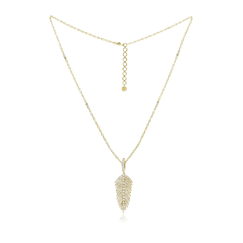 Jewels Diamond Feather Pendant