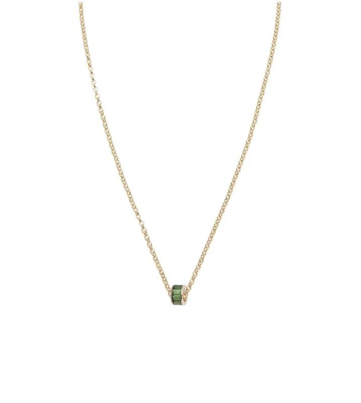 Baguette Tsavorite - Love : Heart Beat Fine Belcher Chain Necklace