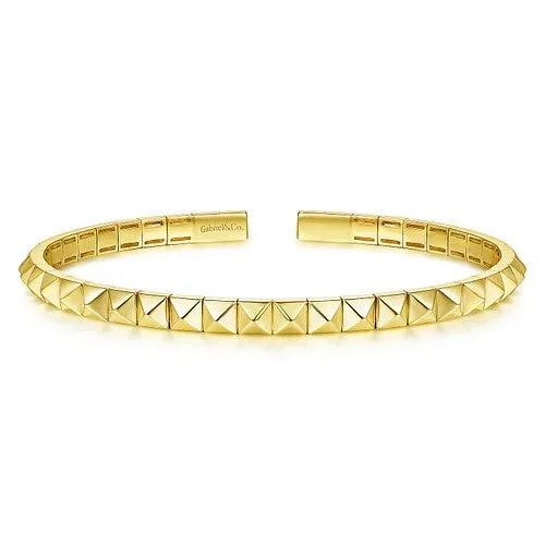 14K Yellow Gold Grommet Open Cuff Bracelet