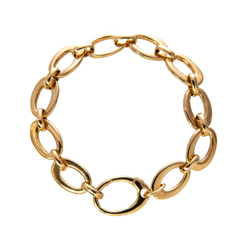 14K Yellow Gold Italian Tapered Oval Link Bracelet