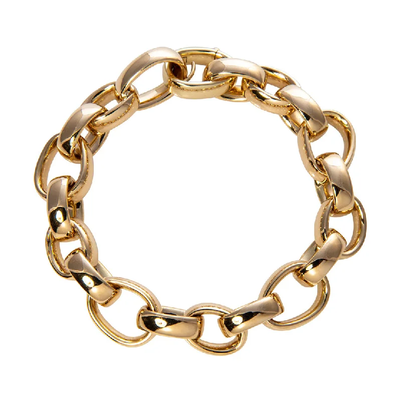 18K Yellow Gold Italian Mixed Oval Link Bracelet