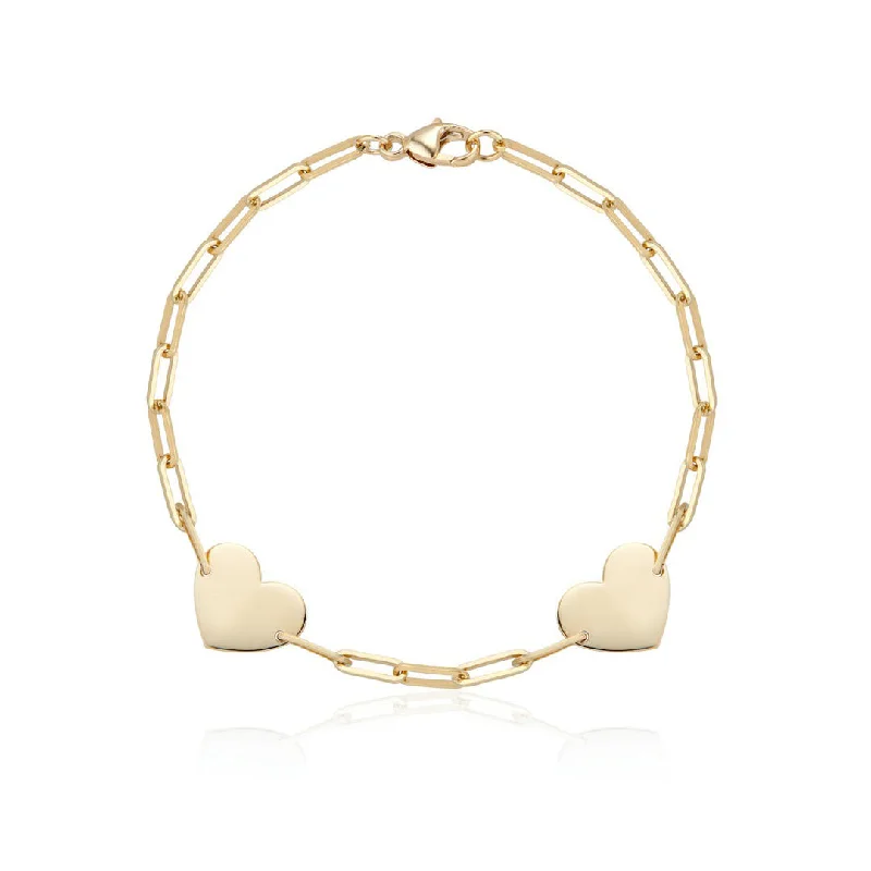 Aurelia Demark 18K Gold Delicate Two Hearts Bracelet