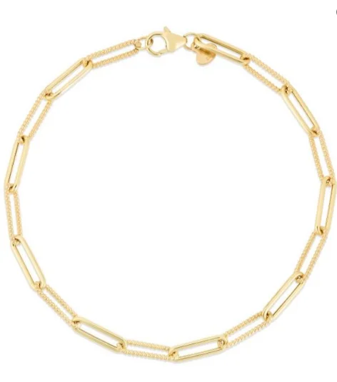 Bremer Jewelry 7.5 inch Paperclip Bracelet in 14K Yellow Gold