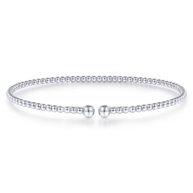 Split 14K White Gold Beaded Bujukan Bangle