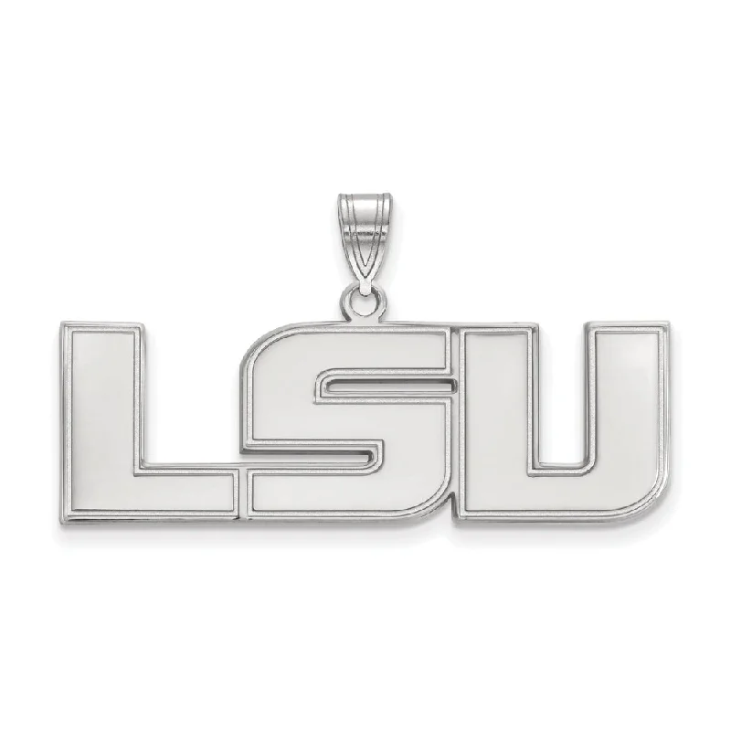 10k White Gold Louisiana State Large 'LSU' Pendant