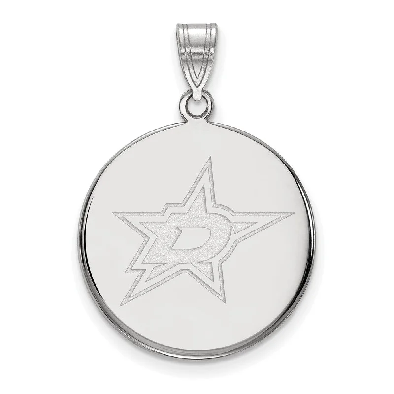 10k White Gold NHL Dallas Stars Large Disc Pendant