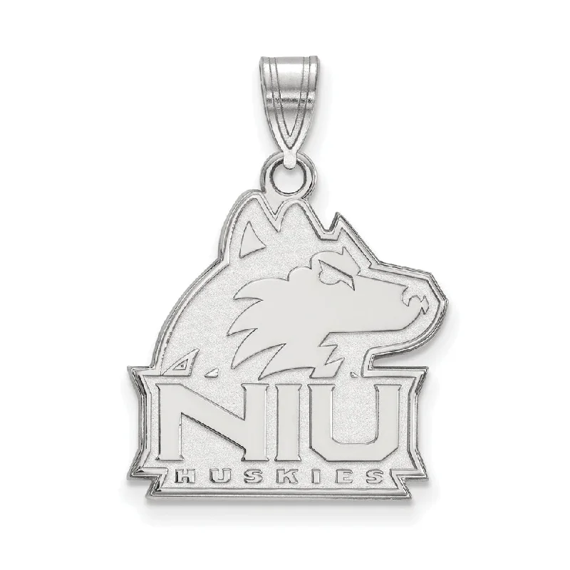 10k White Gold Northern Illinois U. Large Mascot Logo Pendant