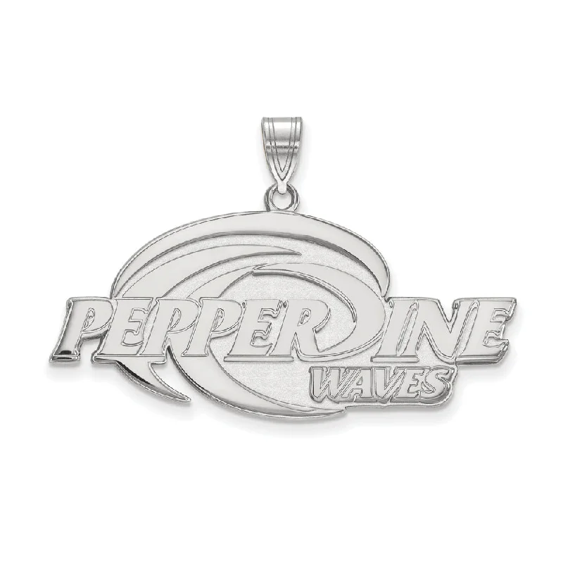 10k White Gold Pepperdine U. Large Logo Pendant