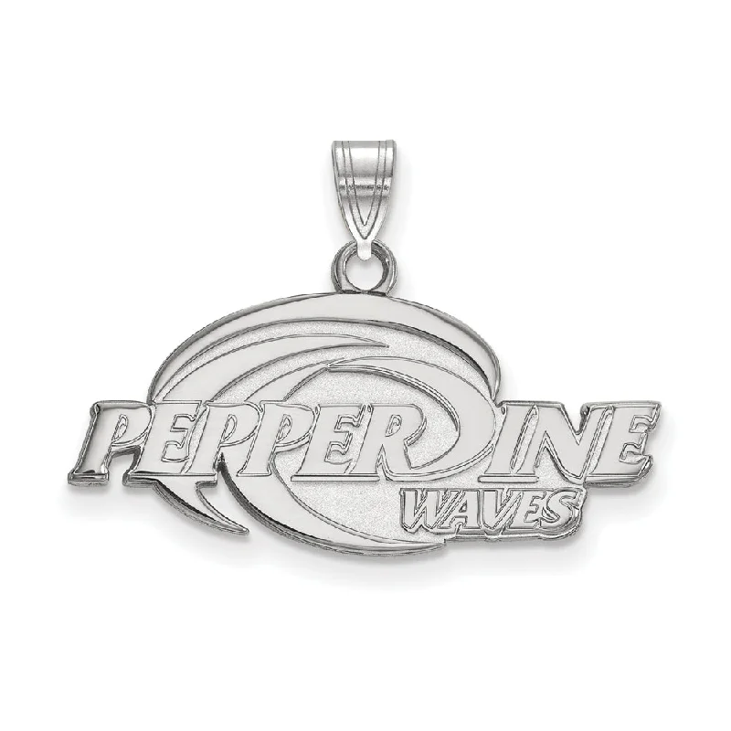 10k White Gold Pepperdine U. Small Logo Pendant