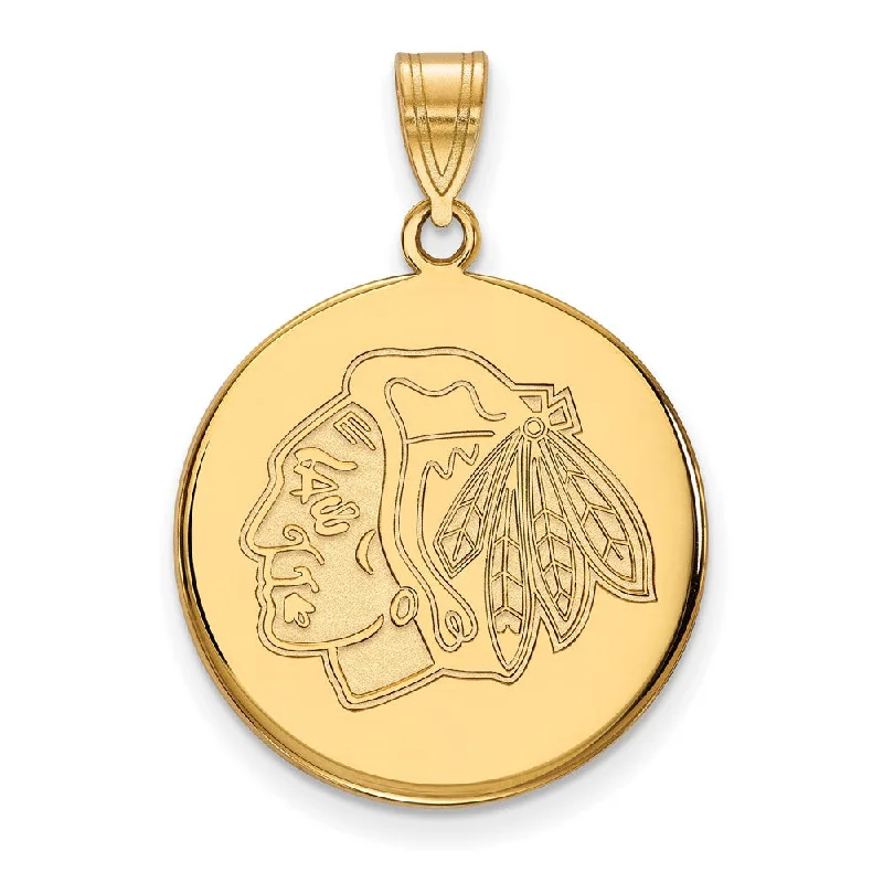 10k Yellow Gold NHL Chicago Blackhawks Large Disc Pendant