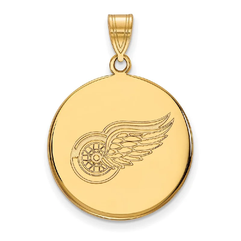 10k Yellow Gold NHL Detroit Red Wings Large Disc Pendant